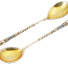 RUSSIAN GILT SILVER CLOISONNE ENAMEL TEA SPOONS PIC-1