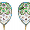 RUSSIAN GILT SILVER CLOISONNE ENAMEL TEA SPOONS PIC-2