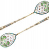 RUSSIAN GILT SILVER CLOISONNE ENAMEL TEA SPOONS PIC-0