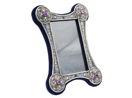 RUSSIAN SILVER AND CLOISONNE ENAMEL PHOTO FRAME