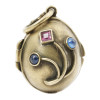 RUSSIAN GILT SILVER GEMSTONES EGG LOCKET PENDANT PIC-0