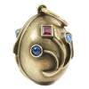 RUSSIAN GILT SILVER GEMSTONES EGG LOCKET PENDANT PIC-1