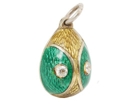 RUSSIAN 84 SILVER AND ENAMEL EASTER EGG PENDANT