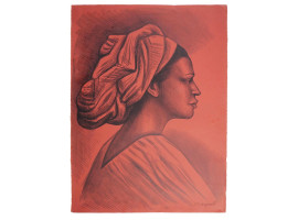 MEXICAN AFRO PORTRAIT LITHOGRAPH BY RAUL ANGUIANO