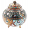 ANTIQUE JAPANESE CLOISONNE GOLD STONE COVERED JAR PIC-2