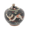 ANTIQUE JAPANESE MEIJI DRAGON ENAMEL CENSER KORO PIC-0