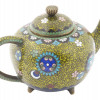 ANTIQUE JAPANESE GREEN CLOISONNE ENAMEL TEA POT PIC-2