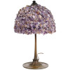 ANTIQUE BRONZE TABLE LAMP WITH AMETHYST SHADE PIC-0