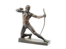 BRONZE FIGURINE OF A NAKED MAN WITH BOW IN HAND