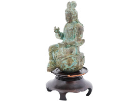 ANTIQUE QING DYNASTY BRONZE SEATED BUDDHA FIGURE