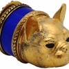 RUSSIAN 84 GILT SILVER ENAMEL BULL DOG SNUFF BOX PIC-1