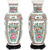 CHINESE FAMILLE ROSE PORCELAIN VASES WITH STANDS PIC-0