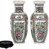 CHINESE FAMILLE ROSE PORCELAIN VASES WITH STANDS PIC-2