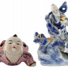 CHINESE BOYS GLAZED PORCELAIN CHINESE FIGURINES PIC-1