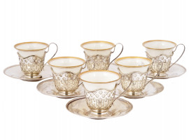 WATSON CO. SILVER AND LENOX PORCELAIN COFFEE SET