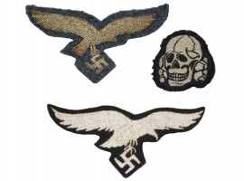 WWII NAZI GERMAN SWASTIKA AND TOTENKOPF PATCHES