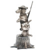 RUSSIAN SILVER FIGURINE OF A HUNTING DOG ON STUMP PIC-1