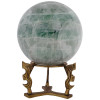 GREEN FLUORITE STONE SPHERE WITH GILT BRASS STAND PIC-0