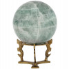 GREEN FLUORITE STONE SPHERE WITH GILT BRASS STAND PIC-1