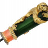 RUSSIAN SILVER JADE ENAMEL MONKEY CANE HANDLE PIC-0