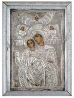 ANTIQUE RUSSIAN ICON MOTHER OF GOD SILVER OKLAD