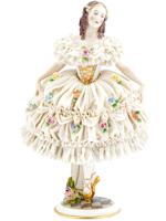 DRESDEN GERMAN PORCELAIN LACE BALLERINA FIGURINE