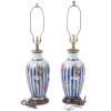 VINTAGE ASIAN PORCELAIN LAMPS WITH IRIS FLOWERS PIC-1