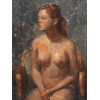 SIGNED IMPRESSIONIST OIL PAINTING OF A NUDE WOMAN PIC-1