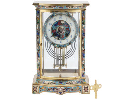 ANTIQUE FRENCH CLOISONNE REGULATOR CLOCK C. 1900