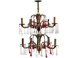 ANTIQUE FRENCH GILT BRONZE AND CRYSTAL CHANDELIER