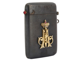 IMPERIAL RUSSIAN GUNMETAL MATCH SAFE WITH RUBIES