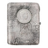 RUSSIAN SILVER CIGARETTE CASE WITH LATVIAN COIN PIC-1