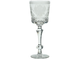 RUSSIAN IMPERIAL ETCHED AND CUT GLASS WINE GOBLET