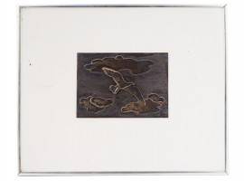 MARGARET SUSSMAN BIRD IN CLOUDS BRONZE PLAQUE