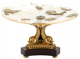 TIFFANY AND CO DOLPHINS PEARL BRONZE CENTER PIECE