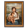 MID CENTURY MADONNA AND CHILD PAINTING FRAMED PIC-0