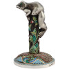 RUSSIAN SILVER FROG FIGURE ON SILVER ENAMEL STAND PIC-1