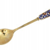 RUSSIAN SILVER ENAMEL TEA GLASS HOLDER WITH SPOON PIC-5