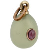 RUSSIAN GOLD CARVED BAVENITE RUBY EGG PENDANT PIC-0