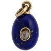 RUSSIAN GOLD LAPIS LAZULI DIAMOND EGG PENDANT PIC-1