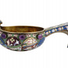 RUSSIAN SILVER GILT ENAMEL AND AMETHYST KOVSH PIC-1