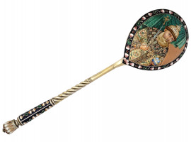 RUSSIAN SILVER ENAMEL SPOON TSAR MIKHAIL ROMANOV