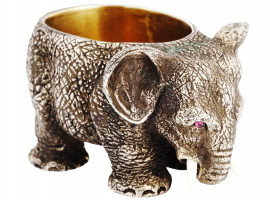 RUSSIAN 88 SILVER FIGURE OF ELEPHANT SALT CELLAR