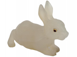 RUSSIAN HAND CARVED CHALCEDONY FIGURINE OF RABBIT