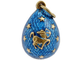 RUSSIAN SILVER ENAMEL SAGITTARIUS EGG PENDANT