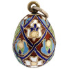 RUSSIAN 84 GILT SILVER ENAMEL EASTER EGG PENDANT PIC-1