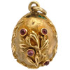 RUSSIAN 88 GILT SILVER RUBY STONES EGG PENDANT PIC-0