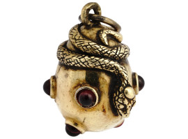 IMPERIAL RUSSIAN GILT SILVER GARNET EGG PENDANT