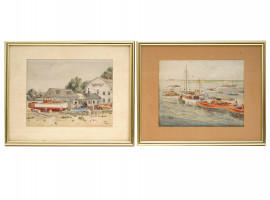 MID CENTURY AMERICAN BOAT PAINTINGS BY CARL BUCK