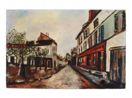 FRENCH CITY SCAPE OIL PAINTING AFTER MAURICE UTRILLO